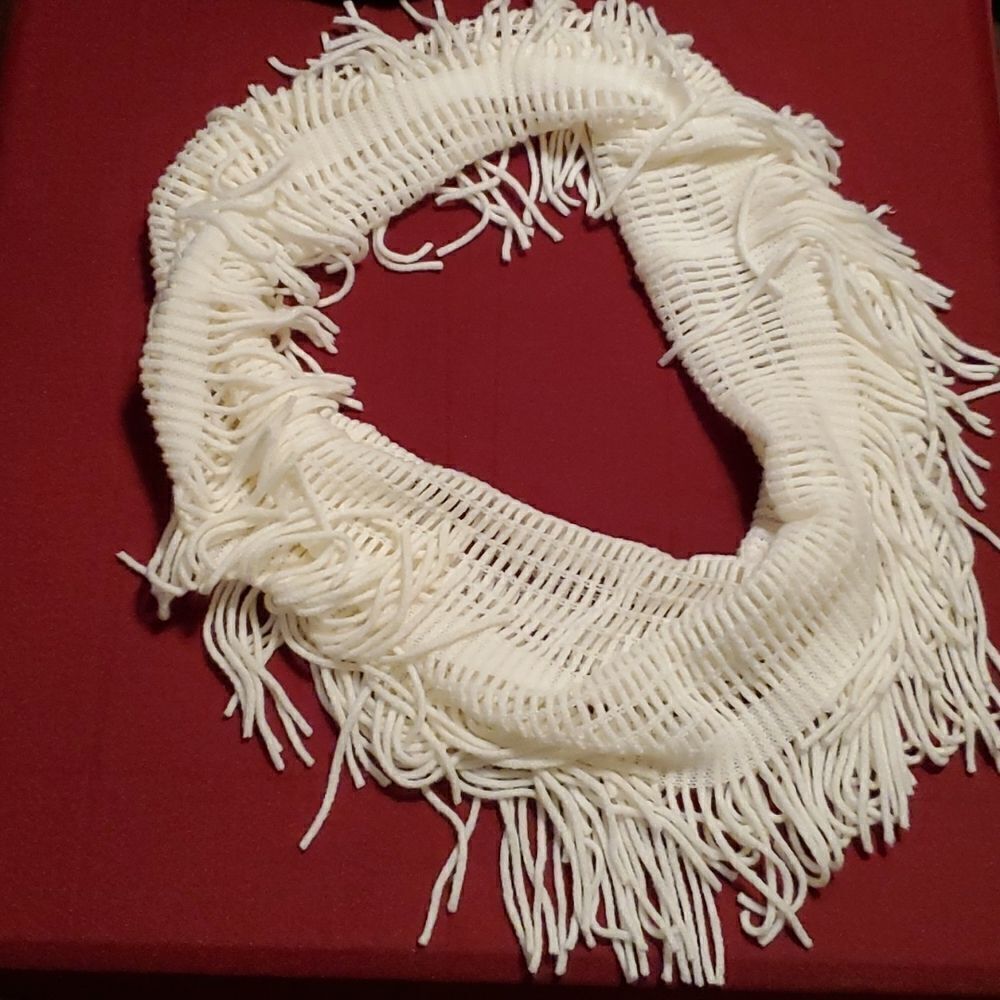 Women's Manhattan Scarf Co. White Infinity Fringe Acrylic 54" Winter Scarf